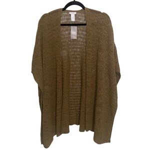 J. Jill Poncho One Size Chunky Knit Sweater Oversized Lagenlook Olive Oil Artsy